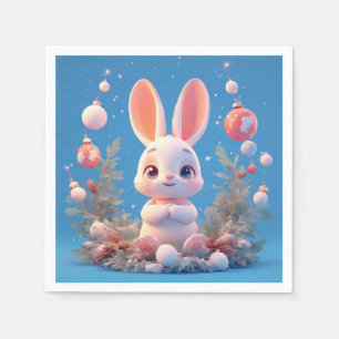 Guardanapo De Papel Coelho Fofo Rodeado por Decorações