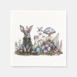 Guardanapo De Papel Coelho Místico com Cogumelos