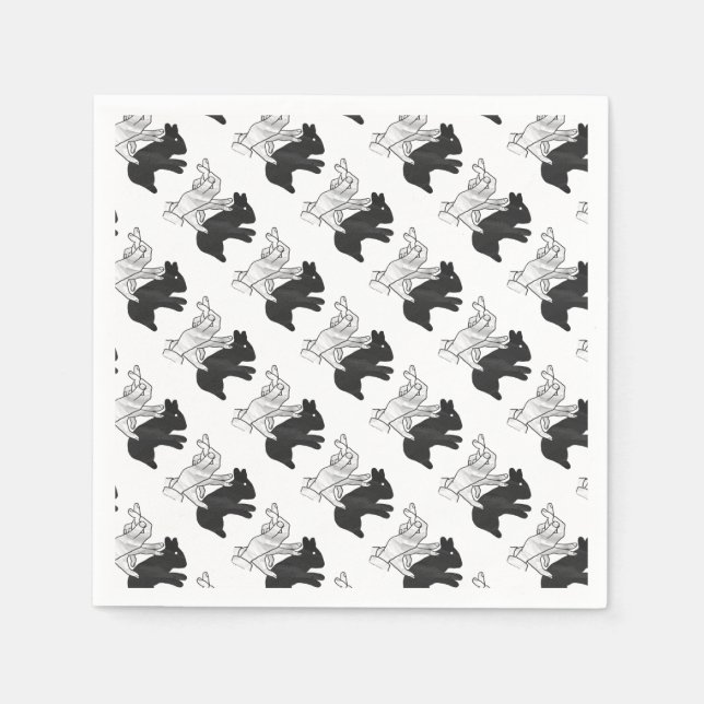 Guardanapo De Papel Coelho Silhouette Mão (Frente)