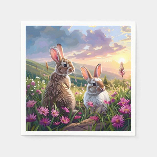 Guardanapo De Papel Coelhos Numa Noite Pacífica (Frente)
