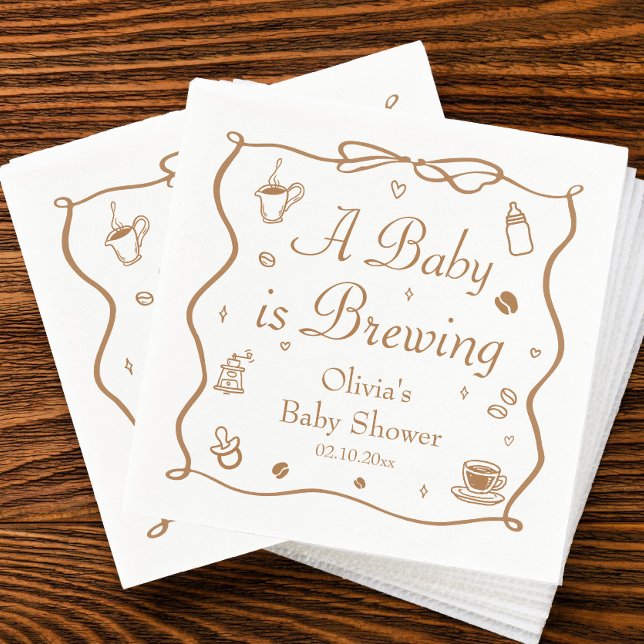Guardanapo De Papel Coffee A Baby is Brewing Baby Shower (Criador carregado)