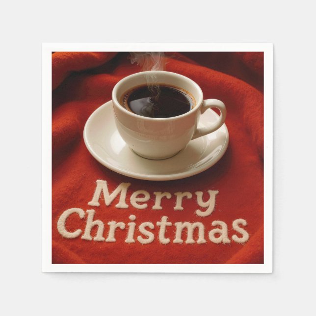 Guardanapo De Papel Coffee On a Merry Christmas Blanket (Frente)
