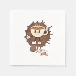 Guardanapo De Papel Coffee Time – Cute Smiling Cup with Heart Steam & 