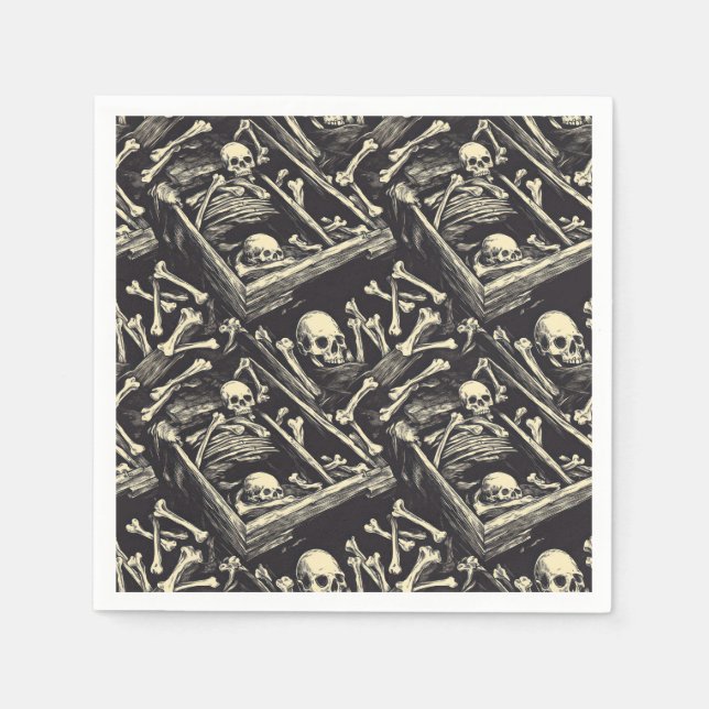 Guardanapo De Papel Coffin e Bones Halloween (Frente)
