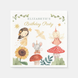 Guardanapo De Papel Cogumelo de aniversário de fada encantada