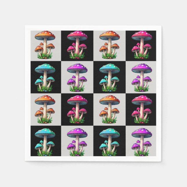 Guardanapo De Papel Cogumelo Geométrico Verificado (Frente)