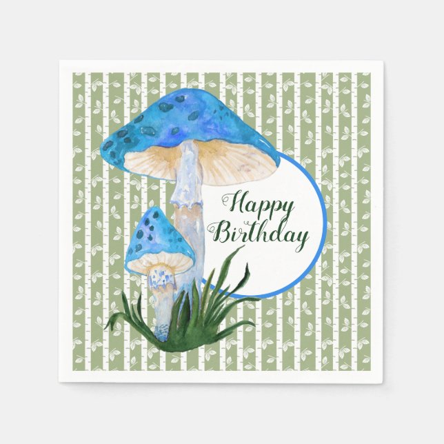 Guardanapo De Papel Cogumelos Azuis no Aniversário de Aspen (Frente)