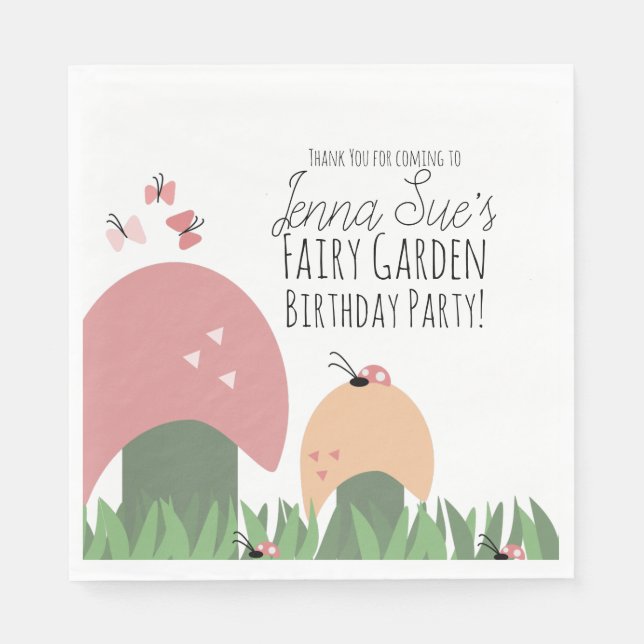Guardanapo De Papel Cogumelos De Jardim Láteos Damybugs Borboletas (Frente)