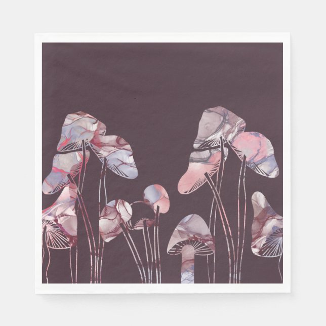 Guardanapo De Papel Cogumelos de tinta púrpura (Frente)