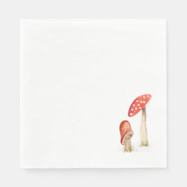 Guardanapo De Papel Cogumelos Mágicos da Floresta em Aquarela