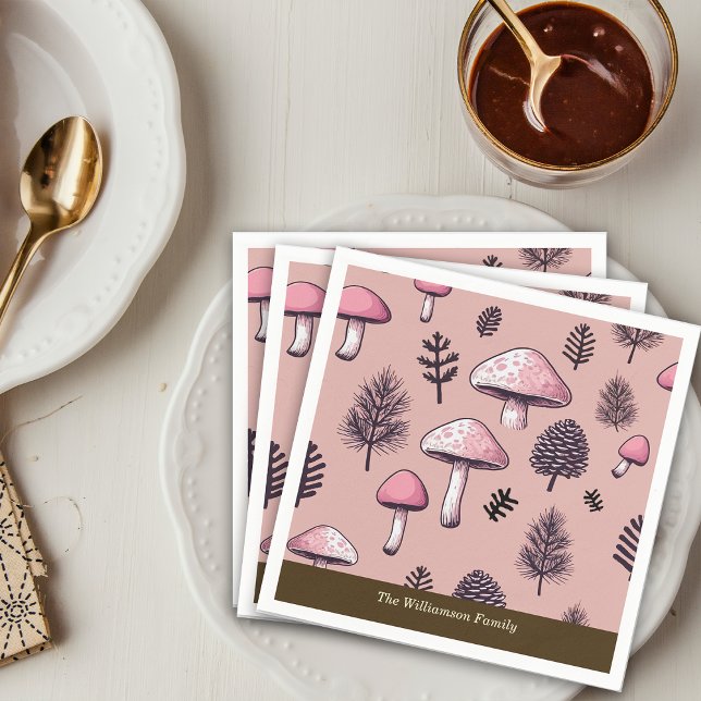 Guardanapo De Papel Cogumelos Rosa, Rustic Thankanding Personalize (Criador carregado)