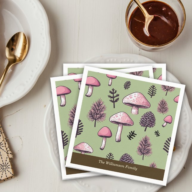 Guardanapo De Papel Cogumelos Rosa, Rustic Thankanding Personalize (Criador carregado)