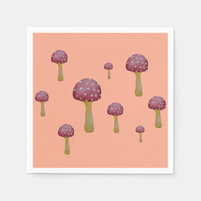 Guardanapo De Papel Cogumelos vermelhos e brancos (Frente)