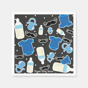 Guardanapo De Papel Coisas de Chuva de Bebê Menino Azul e Cinza Festa
