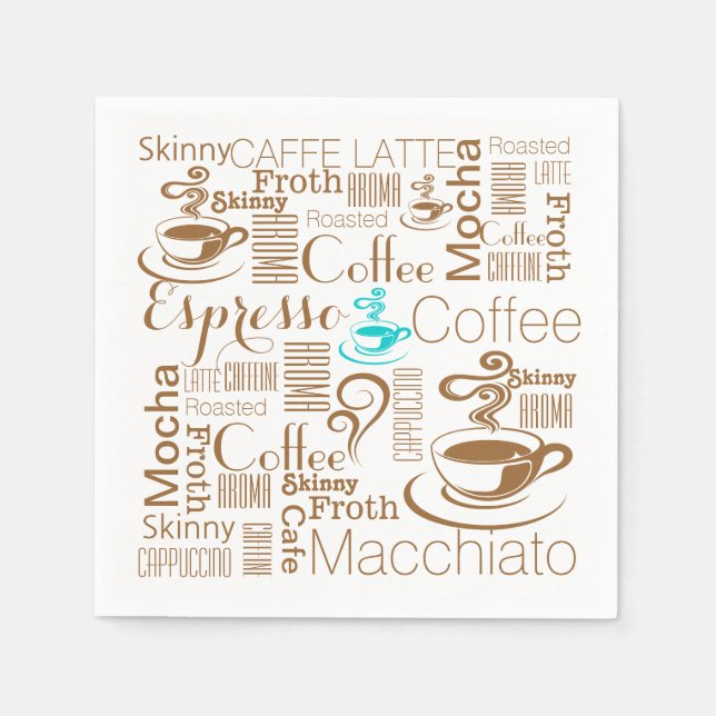 Guardanapo De Papel Colagem de café azul (Frente)