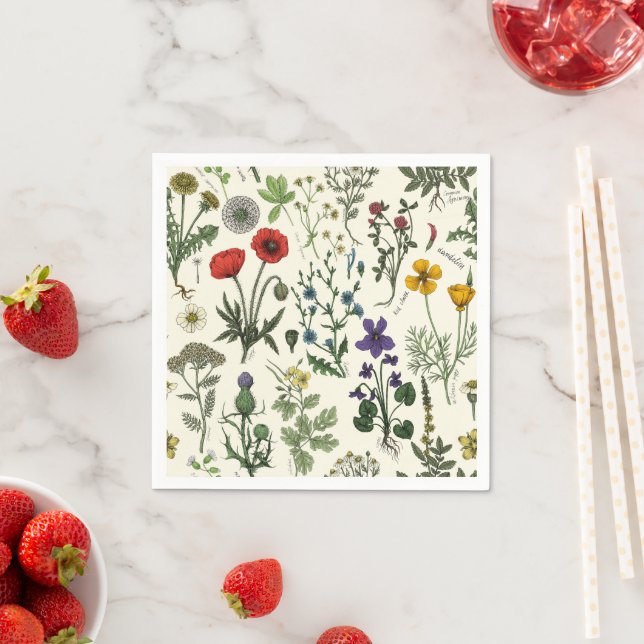 Guardanapo De Papel Colagem de flores silvestres (Insitu)