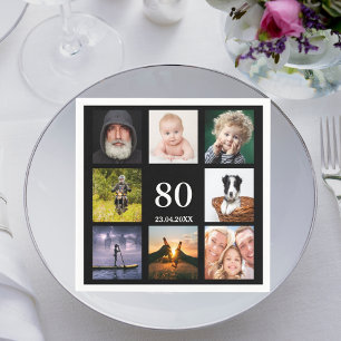 Guardanapo De Papel Colagem de fotografias com 80 festa de aniversári