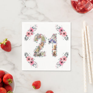 Guardanapo De Papel Colagem de Fotografias Grande aniversário de 21 an