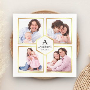 Guardanapo De Papel Colagem de Fotos de Família com 4 Imagens em Branc