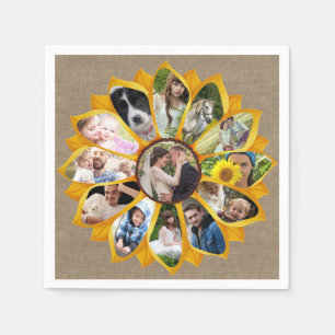 Guardanapo De Papel Colagem de Fotos de Família Girassol Burel 13 Foto
