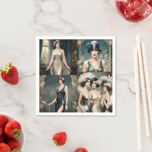 Guardanapo De Papel Colagem de Fotos de Moda das 1920,