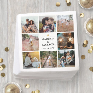 Guardanapo De Papel Colagem de Fotos Moderna Simples e Casamento Doura