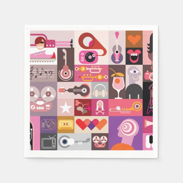 Guardanapo De Papel Colagem de Música (Frente)