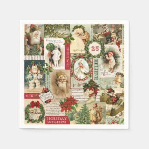 GUARDANAPO DE PAPEL COLAGEM DO NATAL VINTAGE