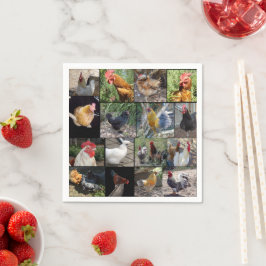 Guardanapo De Papel Colagem Fotográfica De Galinhas E Galos,