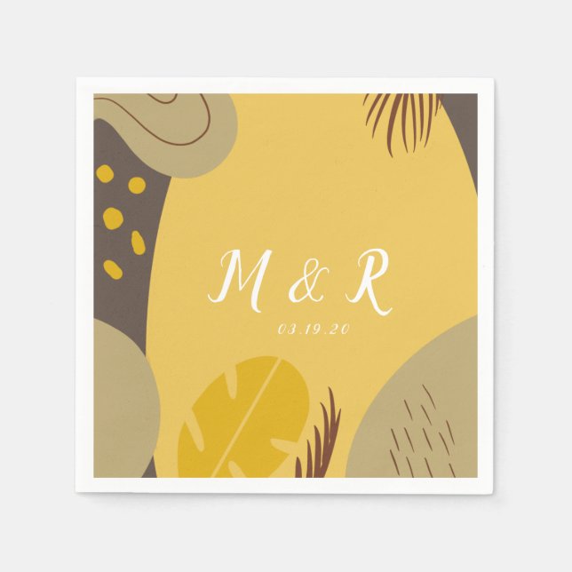 Guardanapo De Papel Colagem Orgânica Monstera Casamento Terra Tonelada (Frente)