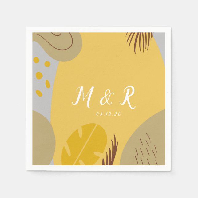 Guardanapo De Papel Colagem Orgânica Monstera Casamento Terra Tonelada (Frente)