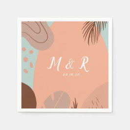 Guardanapo De Papel Colagem Orgânico Monstera Logotipo de Casamento To