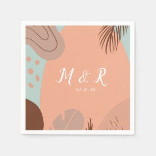 Guardanapo De Papel Colagem Orgânico Monstera Logotipo de Casamento To