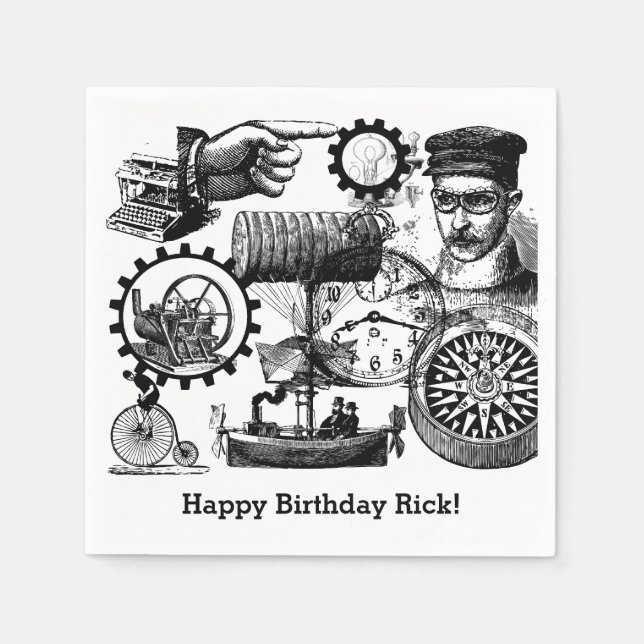 Guardanapo De Papel Colagem Steampunk #1 Por Artinspiração (Frente)