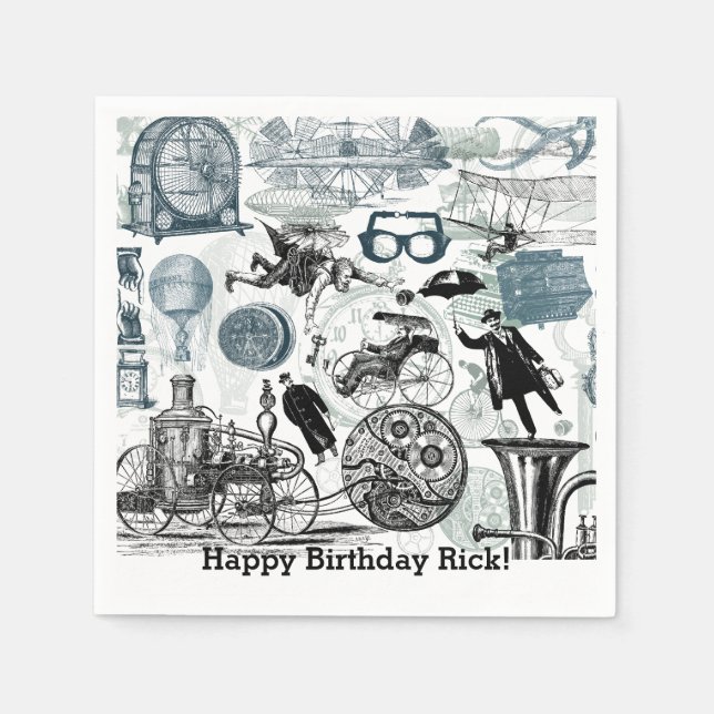 Guardanapo De Papel Colagem Steampunk #2 Por Artinspiração (Frente)