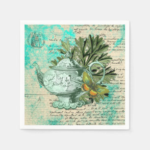 Guardanapo De Papel Colagem Vintage Teapot & Ephemera