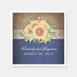 Guardanapo De Papel Colar e Marinho de girassol Casamento outono