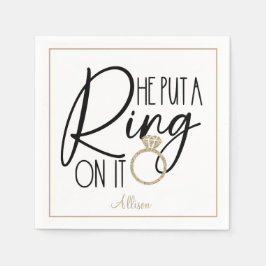 Guardanapo De Papel Colar Preto Dourado Moderno Ele Colocou um Anel Ne