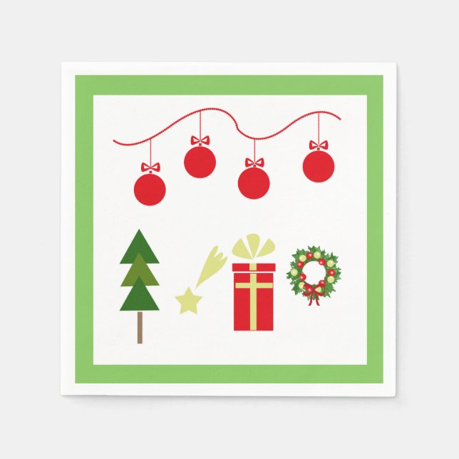 Guardanapo De Papel Coleção de Enfeites de natal festivos (Frente)