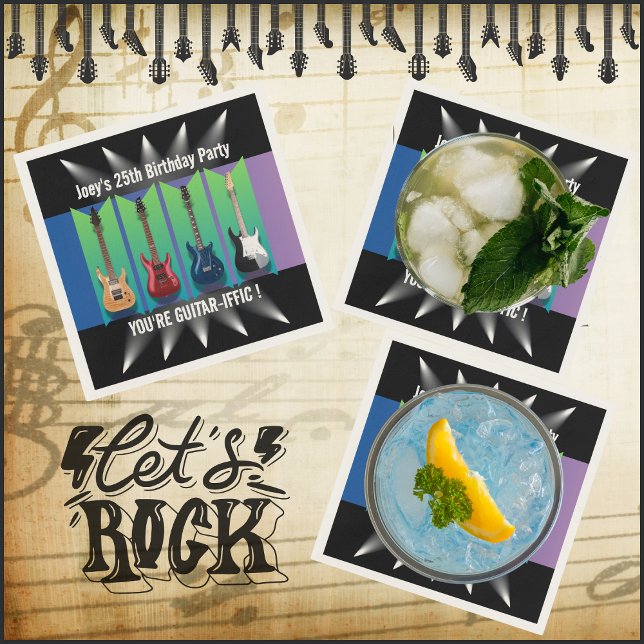 Guardanapo De Papel Coleção Elétrica De Guitarra - Partido Napkins (Electric Guitar Party Collection Napkins)