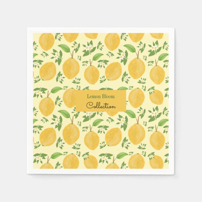 Guardanapo De Papel Coleção Lemon Bloom amarela estampada (Frente)