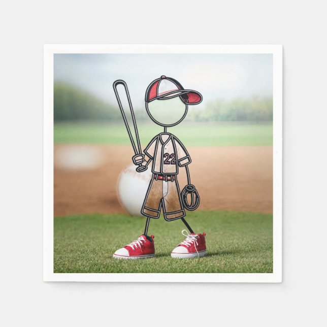 Guardanapo De Papel Coletor de Baseball com Figura Fixa nos tênis verm (Frente)