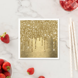 Guardanapo De Papel Coletor Dourado Metálico Elegante Champagne Qui