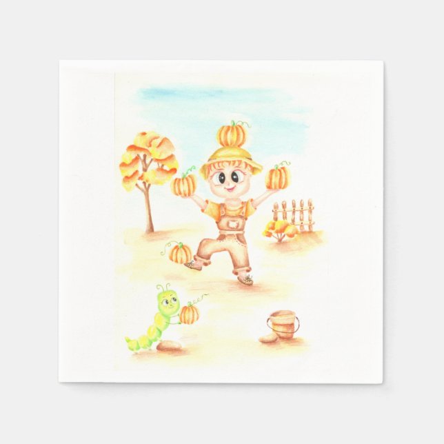 Guardanapo De Papel colheita de feliz, garotinho de gengibre (Frente)