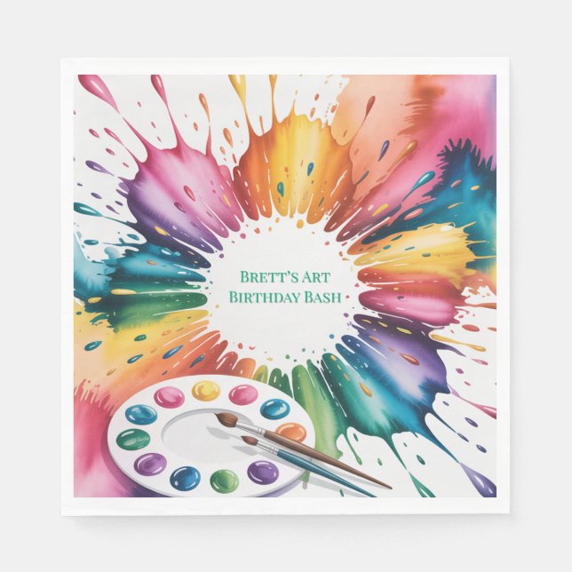 Guardanapo De Papel Color Splash Art Birthday Bash (Frente)