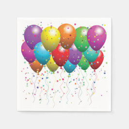 Guardanapo De Papel Colorful balloons and confetti falling