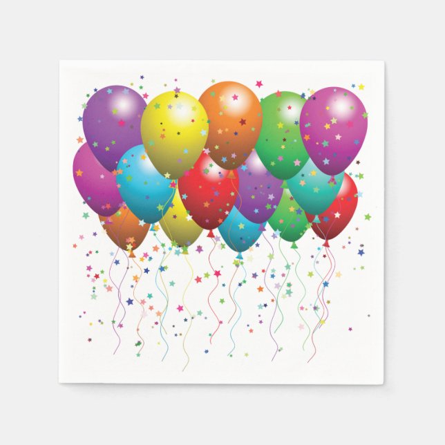 Guardanapo De Papel Colorful balloons and confetti falling (Frente)