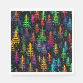 Guardanapo De Papel Colorful Christmas Tree Glow In Dark Forest