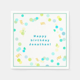 Guardanapo De Papel Colorful Dots Blue & Green Boy Happy Birthday