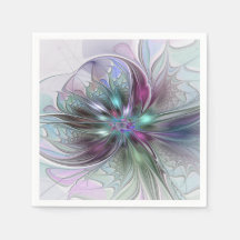 Colorful Fantasy Abstract Modern Fractal Flower